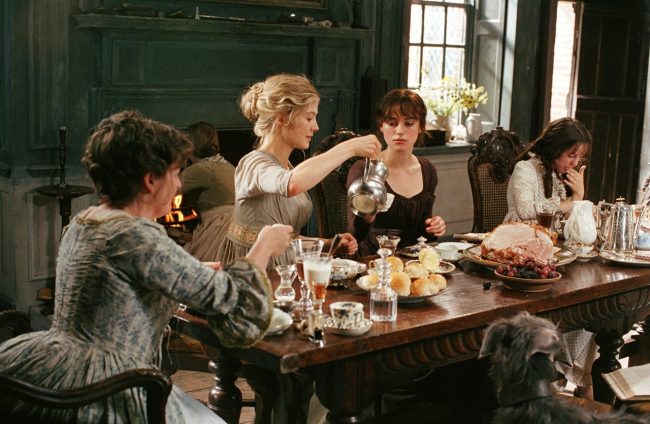 At the centre of almost every social situation in Austen’s novels one finds tea. Image credit: Universal Studios/Pride and Prejudice (2005) 