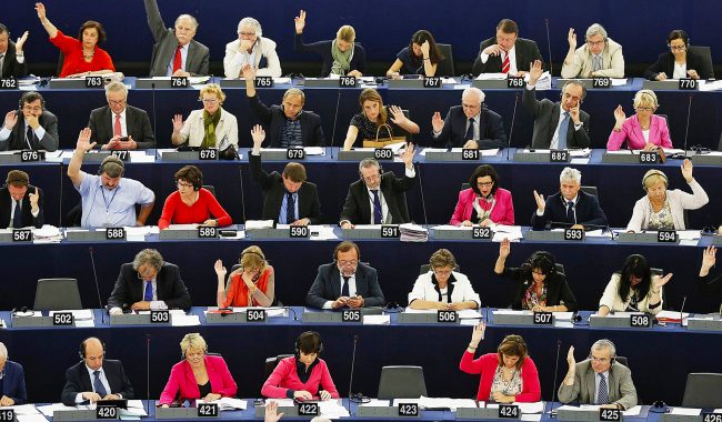 Members of the European Parliament take part in a voting session at the European Parliament in Strasbourg, Eastern France. Image credit: REUTERS/Vincent Kessler