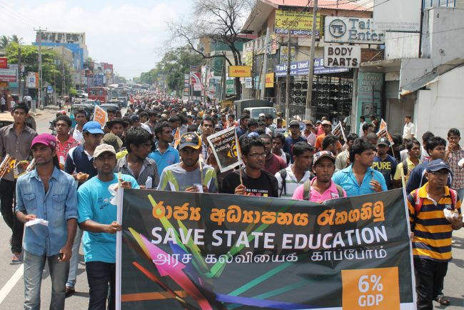 FUTA and other advocacy organisations have long been demanding 6% of GDP for education in Sri Lanka. Image courtesy D.B.S. Jeyaraj