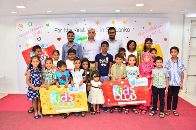 (Above – from left) Rinaz Rafaideen – Head of Marketing,Muneer Rafik – Chief Operations Officer, Nauseer Ahamed – Chief Finance Officer, with children at the launch of the Kids Club loyalty programme