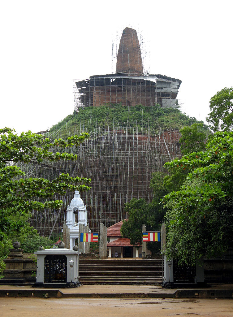 Abhayagiri Stupa, the second largest stupa in the world, undergoing restorative work by the Central Cultural Fund as a UNESCO project. Credits: Wikimedia.org
