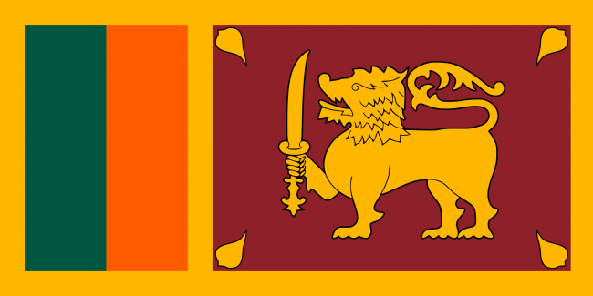 The Sinha, as depicted in the national flag of Sri Lanka. Image courtesy wikimedia.org 