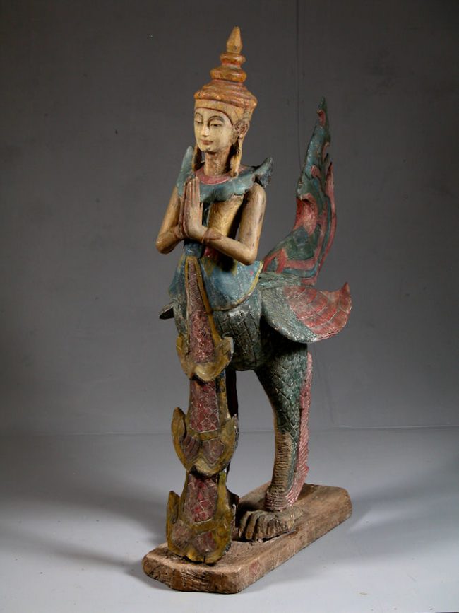 An ancient hardwood figure of the Kinnara, from Chiang Rai, Thailand, dating back to the early part of the 20th century. Image courtesy asianart.co.uk 