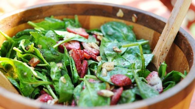 Focus on foods you should eat, like spinach, which has high iron content that can help relieve muscle tension - Courtesy allrecipes.com