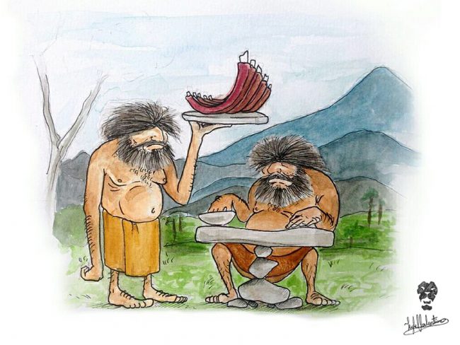 What did Sri Lanka’s stone age people eat? Turns out they had plenty to choose from a rich environment and made the most of it. Artwork by Kyle Sampath Valentine*