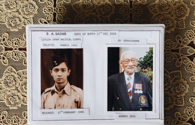 Corporal B. A. Sadar, then and now. Image credit: Roar.lk/Minaali Haputantri 