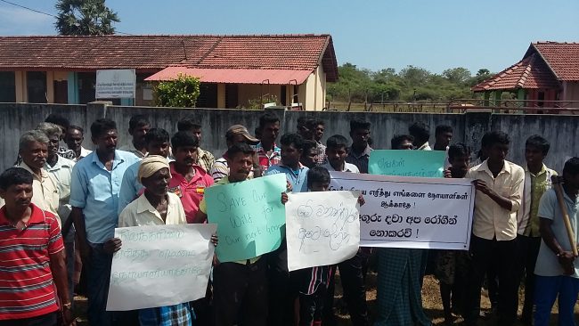 Protests were held by villagers in Sampur last month, against the establishment of the coal power plant.