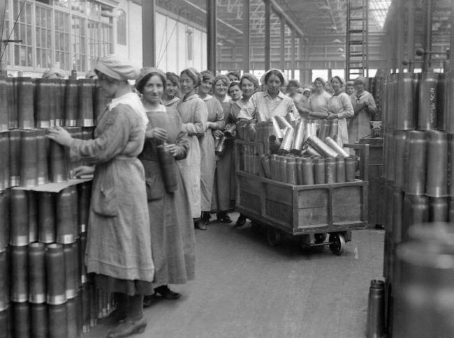 Women working in a shell factory during World War 1. Image credit: The Imperial War Museum