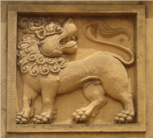 Although Sri Lanka has many, many traditional depictions of lions, these don't have any connection to the prehistoric species believed to have once existed. Image courtesy: hitchhikersguidetosrilanka.wordpress.com
